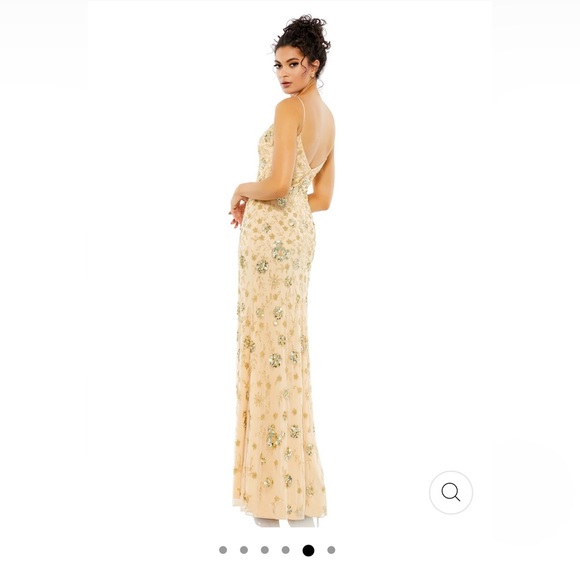 GOLD MAC DUGGAL SLEEVELESS BEADED SLIP DRESS GOWN - Picture 3 of 4